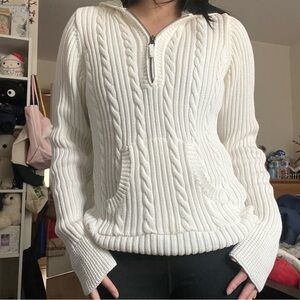 style & co. cable quarter zip up size small with hood